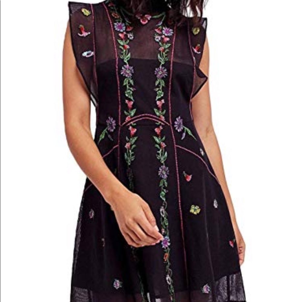 Free People Riviera Black mesh tea dress